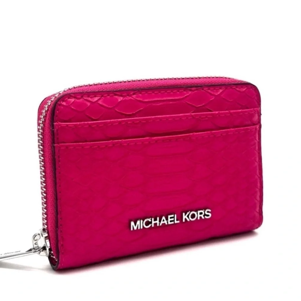 Michael Kors Medium ZA Card Case Wallet Electric Pink Multi